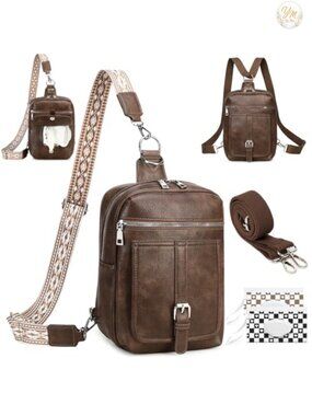 Small Diaper Bag Crossbody with Wipes Pocket Water-Resistant Vegan Leather